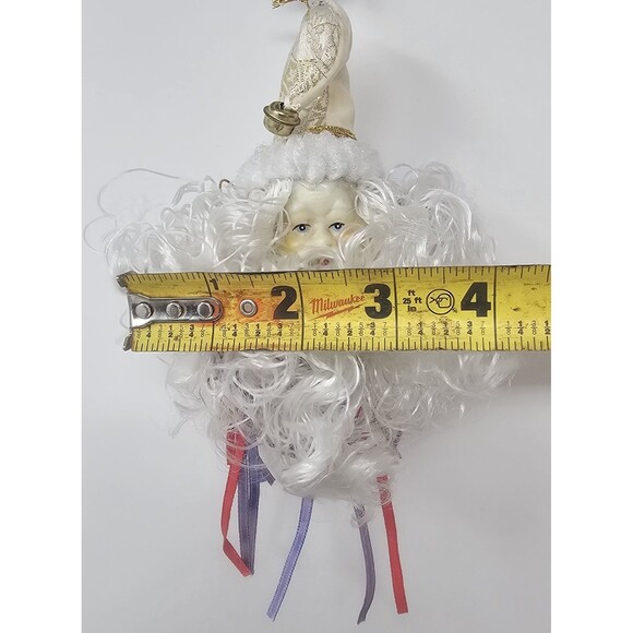 Vintage Porcelain Old World Santa Claus Face Head Jingle Bell Marble Ornament - Picture 11 of 15